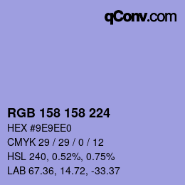 Color code: RGB 158 158 224 | qconv.com