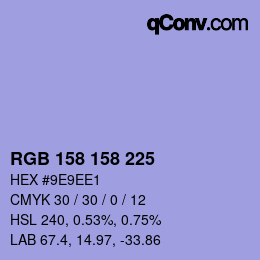 Color code: RGB 158 158 225 | qconv.com