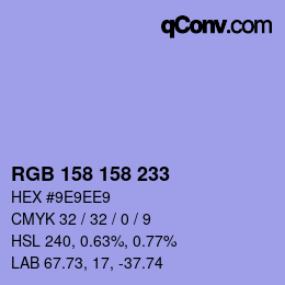 Color code: RGB 158 158 233 | qconv.com