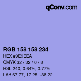 カラーコード: RGB 158 158 234 | qconv.com