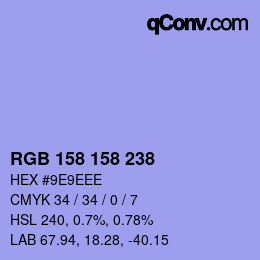Color code: RGB 158 158 238 | qconv.com