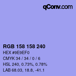 颜色代码: RGB 158 158 240 | qconv.com