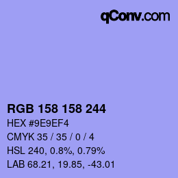 Color code: RGB 158 158 244 | qconv.com
