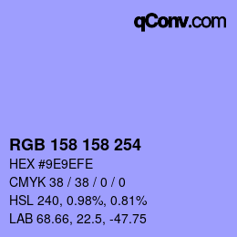Farbcode: RGB 158 158 254 | qconv.com