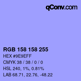 Color code: RGB 158 158 255 | qconv.com