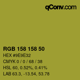 カラーコード: RGB 158 158 50 | qconv.com