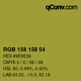 Color code: RGB 158 158 54 | qconv.com