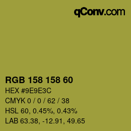 カラーコード: RGB 158 158 60 | qconv.com