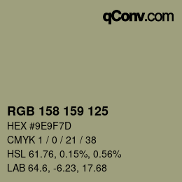 Código de color: RGB 158 159 125 | qconv.com