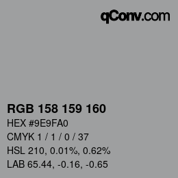 カラーコード: RGB 158 159 160 | qconv.com