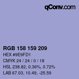 Color code: RGB 158 159 209 | qconv.com