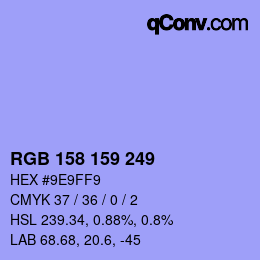 Color code: RGB 158 159 249 | qconv.com