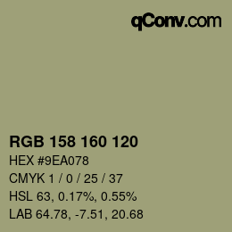 Color code: RGB 158 160 120 | qconv.com