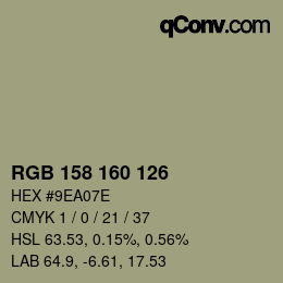 Farbcode: RGB 158 160 126 | qconv.com