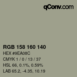 カラーコード: RGB 158 160 140 | qconv.com