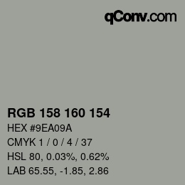 Color code: RGB 158 160 154 | qconv.com