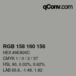 Color code: RGB 158 160 156 | qconv.com