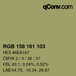 カラーコード: RGB 158 161 103 | qconv.com