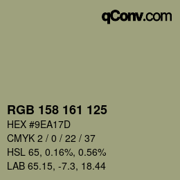 Farbcode: RGB 158 161 125 | qconv.com