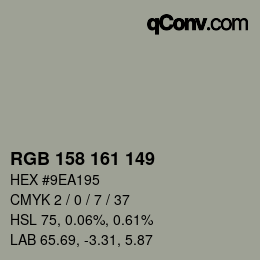 Color code: RGB 158 161 149 | qconv.com