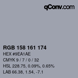 カラーコード: RGB 158 161 174 | qconv.com