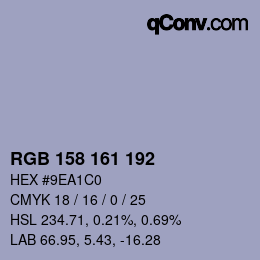 カラーコード: RGB 158 161 192 | qconv.com