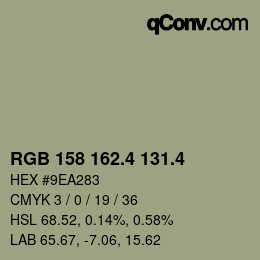 カラーコード: RGB 158 162.4 131.4 | qconv.com