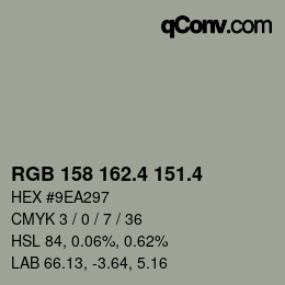 カラーコード: RGB 158 162.4 151.4 | qconv.com