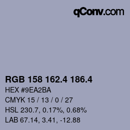 カラーコード: RGB 158 162.4 186.4 | qconv.com