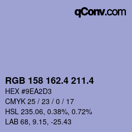 カラーコード: RGB 158 162.4 211.4 | qconv.com