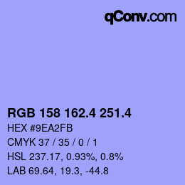 カラーコード: RGB 158 162.4 251.4 | qconv.com