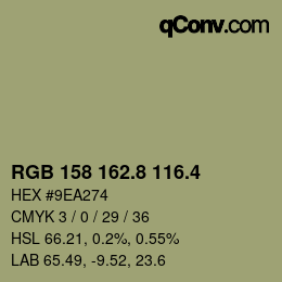 カラーコード: RGB 158 162.8 116.4 | qconv.com
