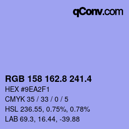カラーコード: RGB 158 162.8 241.4 | qconv.com