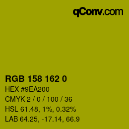 カラーコード: RGB 158 162 0 | qconv.com