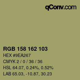 カラーコード: RGB 158 162 103 | qconv.com