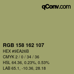 カラーコード: RGB 158 162 107 | qconv.com