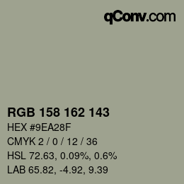 Color code: RGB 158 162 143 | qconv.com