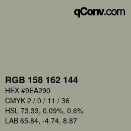 Color code: RGB 158 162 144 | qconv.com