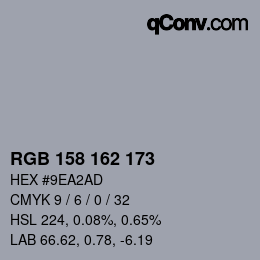 Color code: RGB 158 162 173 | qconv.com