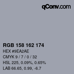 Color code: RGB 158 162 174 | qconv.com