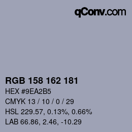 カラーコード: RGB 158 162 181 | qconv.com