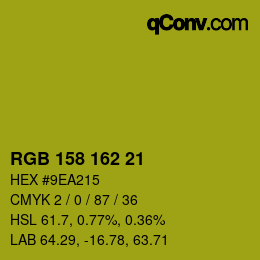 颜色代码: RGB 158 162 21 | qconv.com