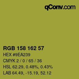 カラーコード: RGB 158 162 57 | qconv.com