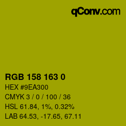 カラーコード: RGB 158 163 0 | qconv.com