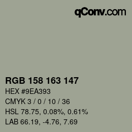 Color code: RGB 158 163 147 | qconv.com