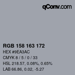 カラーコード: RGB 158 163 172 | qconv.com