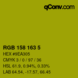 カラーコード: RGB 158 163 5 | qconv.com