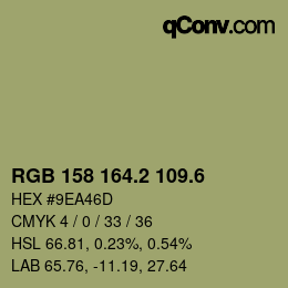 カラーコード: RGB 158 164.2 109.6 | qconv.com