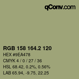 カラーコード: RGB 158 164.2 120 | qconv.com