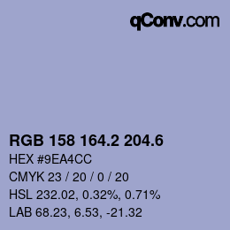 カラーコード: RGB 158 164.2 204.6 | qconv.com